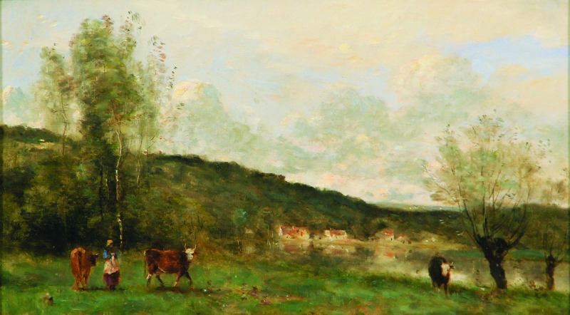 Luzancy, La Valee (Luzancy, the Valley), c. 1872, oil on canvas, 12.625″x21.625″