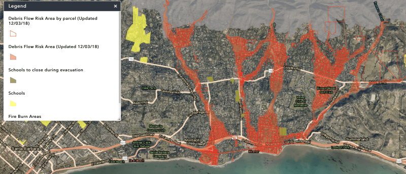 Santa Barbara County Flood Evacuation Map Dated 12/3/18